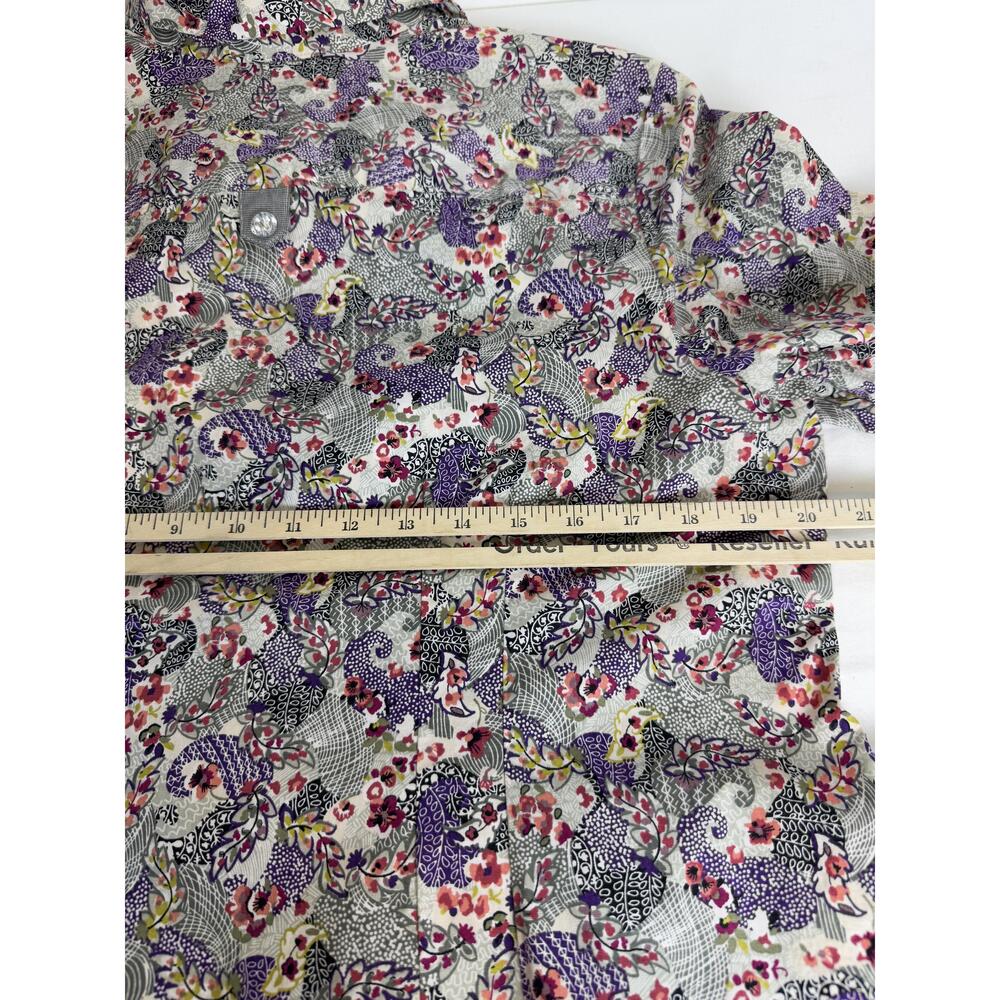 NWT Cj Banks Womens Purple Paisley Floral Long Sleeve ButtonUp Shirt 14W X - Picture 9 of 11